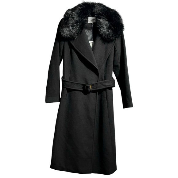 Cole Haan Signature Slick Wrap Coat with Faux Fur Trim - Picture 9 of 16